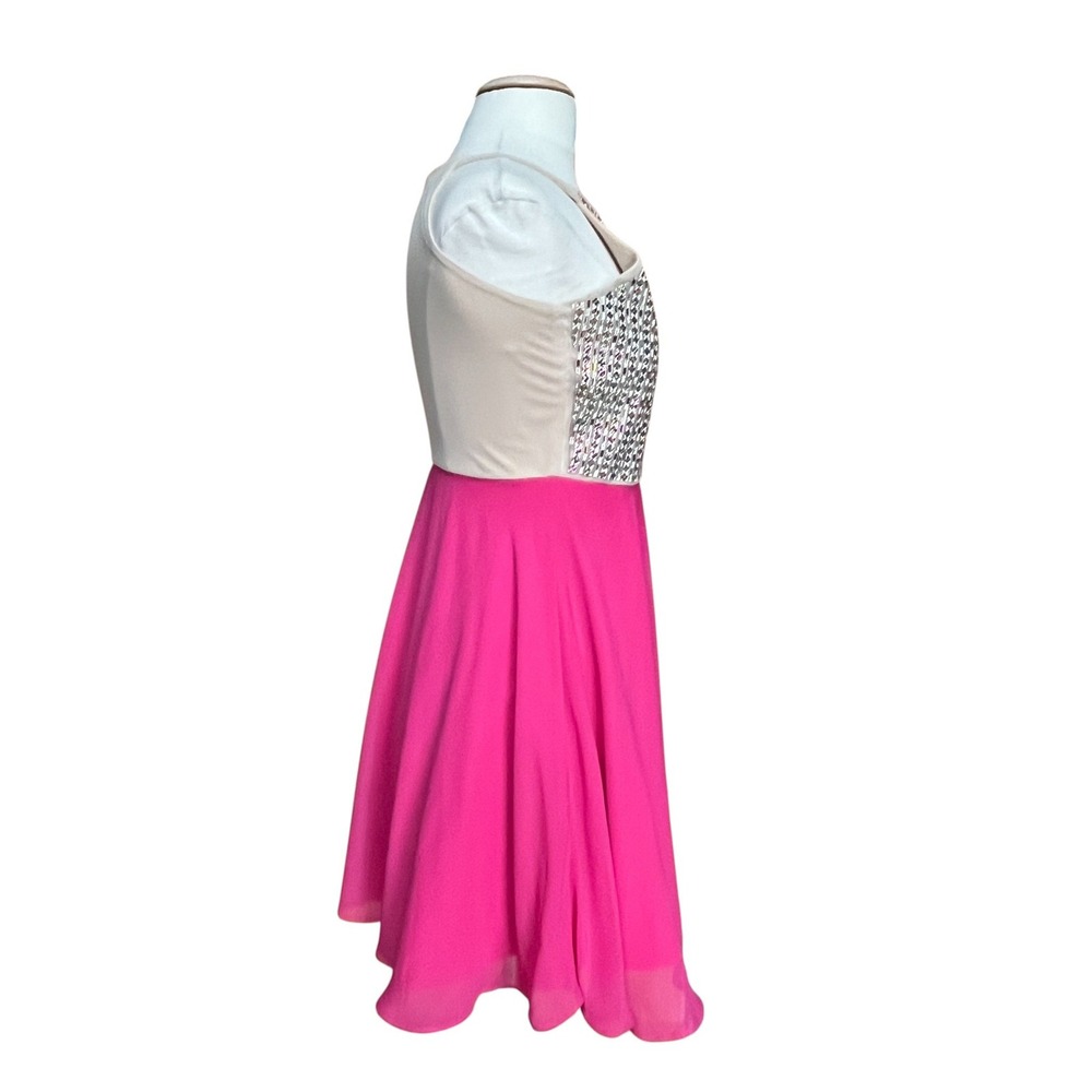 Rare Editions Sequin Halter Neck‎ Party Dress Girls Size 16 Pink Chiffon Skirt - Picture 7 of 11